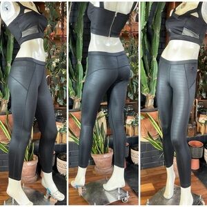 Nike Black Faux Leather Leggings Medium
